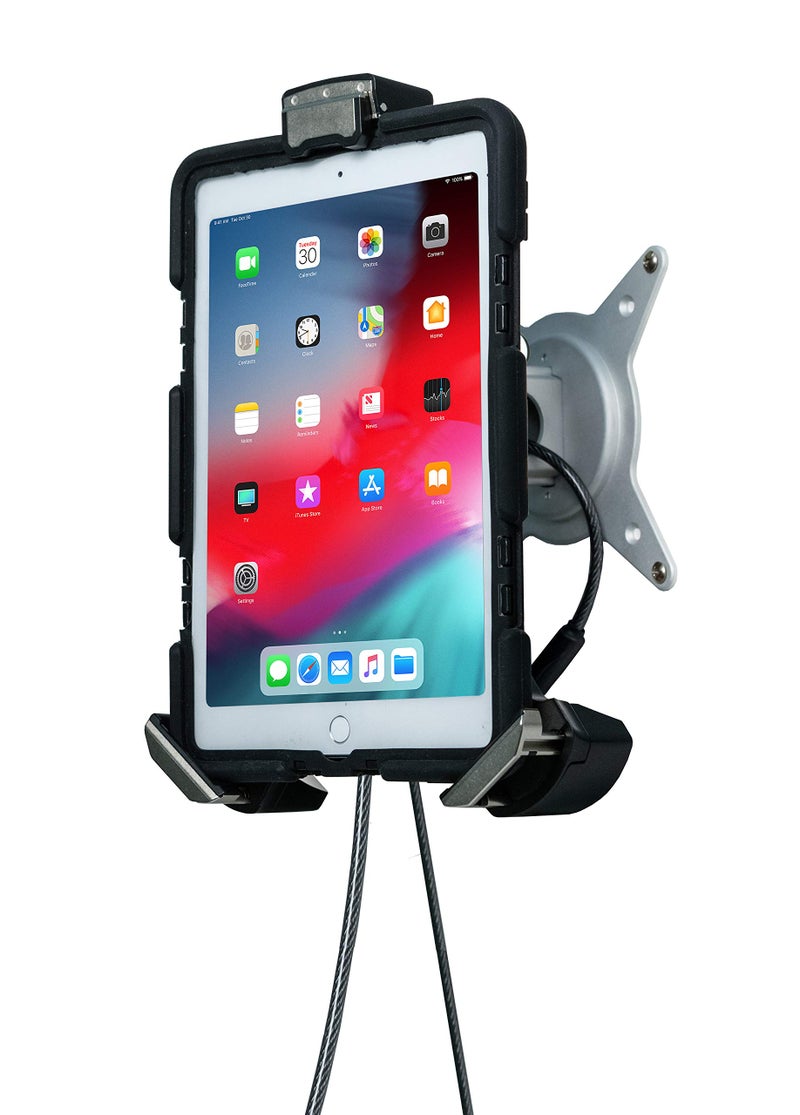 CTA Digital Tablet Grip Tri-Grip Security Clasp with Quick-Connect Vesa Mount for 7-13" Tablets/iPad 10.2" (7th/ 8th/ 9th Gen.), 12.9" iPad Pro, iPad mini, iPad Gen. 6, Galaxy Tab S4 10.5” & More - Image 1