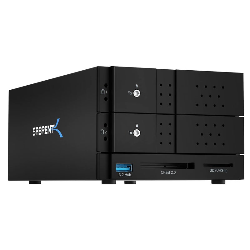 SABRENT USB Type C to Dual 35 SATA and RAID Docking Station with CFastSD Card Readers and USB Type A Port DS2BCR - Image 2
