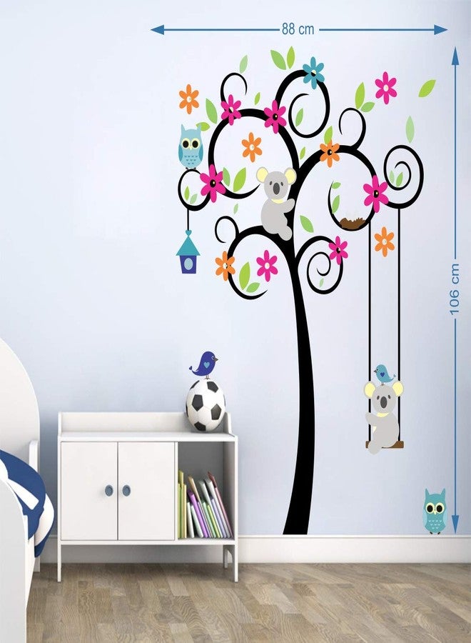 Walltech Combo of 4 Wall Sticker Welcome to Our Home Vine-(76 x46 cms)|Cute Tree with Flower and Animals Multicolour-(98 x 124 cms)|Tribal Lady-(180 x 60 cms)|sb Folk Band-(11 x15 cms)-Material Vinyl - Image 3