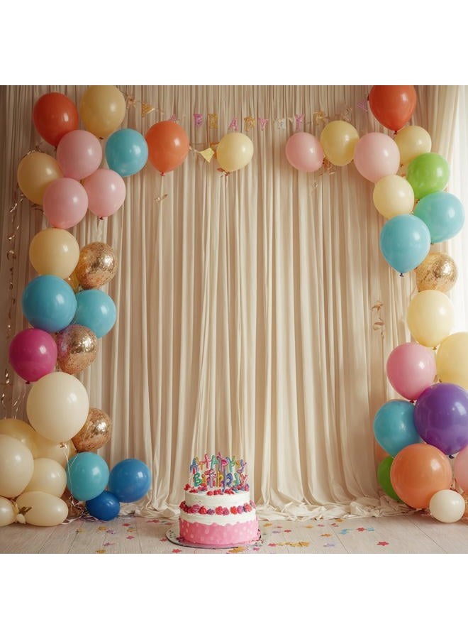 Htper 10x12 ft Beige Backdrop Curtain for Wedding Parties, Wrinkle Free Polyester 2 Panels 12 ft Long Photo Backdrop Drapes Back Drop Cloth for Birthday Photography Background Party Backdrop - Image 3
