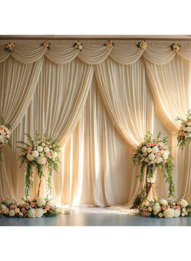 Htper 10x12 ft Beige Backdrop Curtain for Wedding Parties, Wrinkle Free Polyester 2 Panels 12 ft Long Photo Backdrop Drapes Back Drop Cloth for Birthday Photography Background Party Backdrop - Image 5