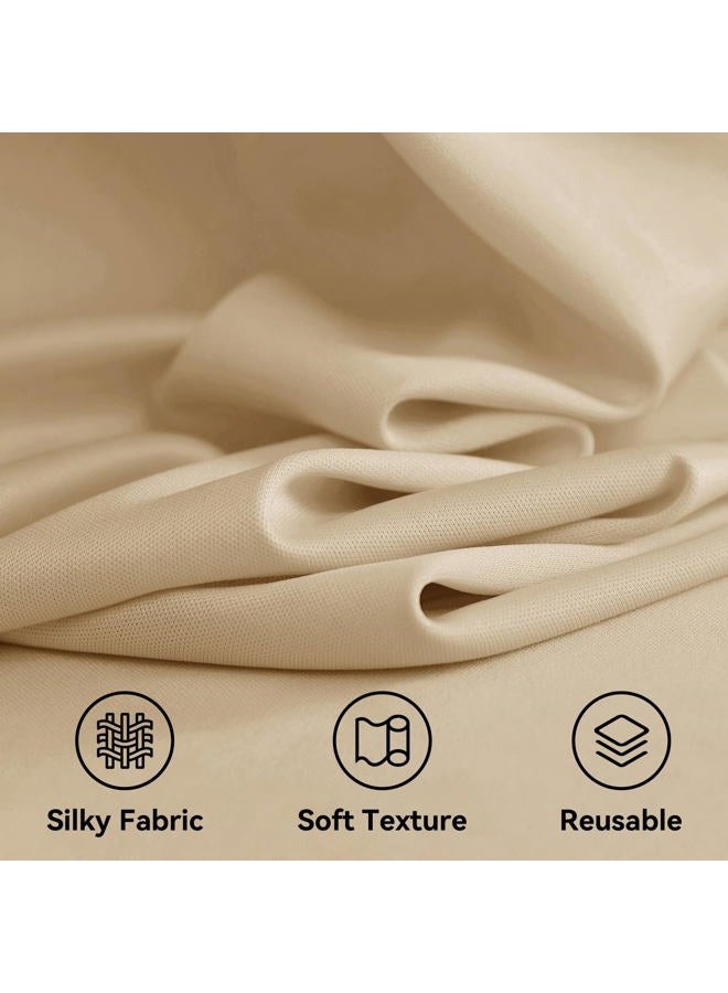 Htper 10x12 ft Beige Backdrop Curtain for Wedding Parties, Wrinkle Free Polyester 2 Panels 12 ft Long Photo Backdrop Drapes Back Drop Cloth for Birthday Photography Background Party Backdrop - Image 4