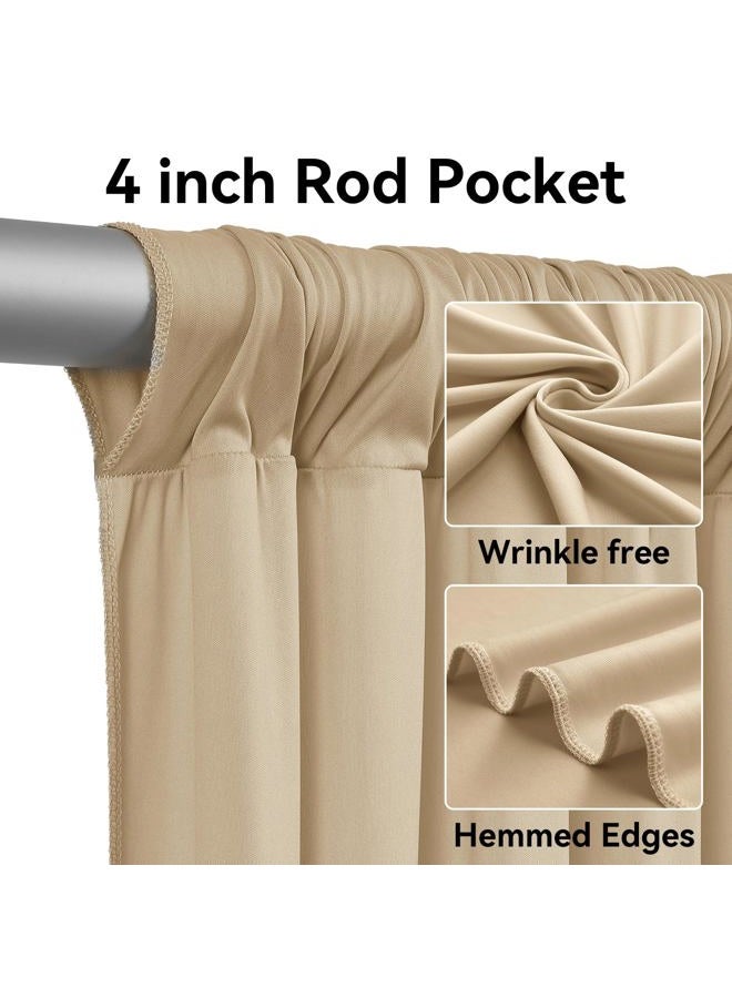 Htper 10x12 ft Beige Backdrop Curtain for Wedding Parties, Wrinkle Free Polyester 2 Panels 12 ft Long Photo Backdrop Drapes Back Drop Cloth for Birthday Photography Background Party Backdrop - Image 2