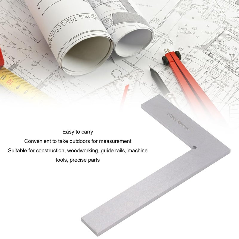 Carbon Steel Machinist Square Ruler 90 Degree Right Angle 200x130mm for Woodworking Construction - Image 3