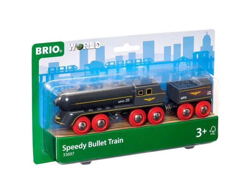 BRIO World - 33697 Speedy Bullet Train - Engaging 2-Piece Wooden Toy Train Set | Ideal for Kids Age 3+ | Enhances Motor Skills | Compatible Railway Toys | FSC Certified Materials - Image 2