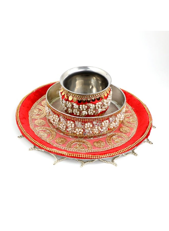 Madhoor Traditional Decorative Pooja Thali Karwa Set
