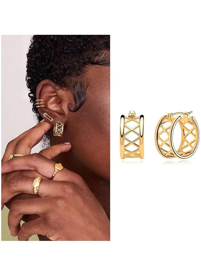 Mevecco - Women Huggie Earrings Gold Hoop 14K Gold Filled Small Simple Handmade Hypoallergenic Everyday Jewelry - Image 1