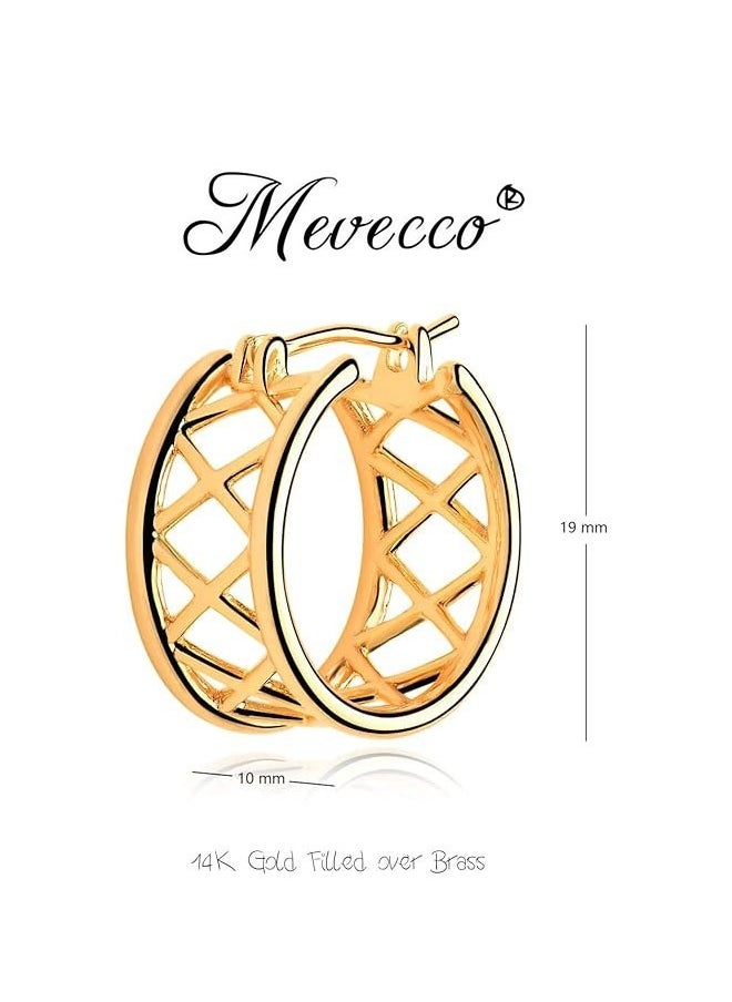 Mevecco - Women Huggie Earrings Gold Hoop 14K Gold Filled Small Simple Handmade Hypoallergenic Everyday Jewelry - Image 1