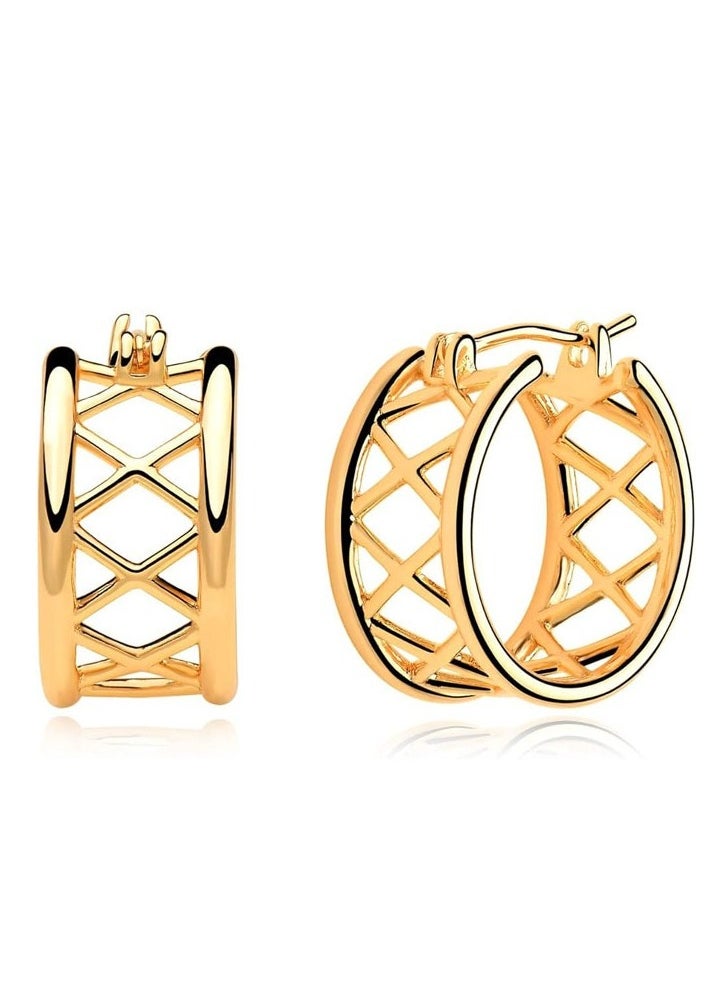 Mevecco - Women Huggie Earrings Gold Hoop 14K Gold Filled Small Simple Handmade Hypoallergenic Everyday Jewelry - Image 1