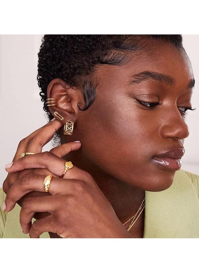 Mevecco - Women Huggie Earrings Gold Hoop 14K Gold Filled Small Simple Handmade Hypoallergenic Everyday Jewelry - Image 1