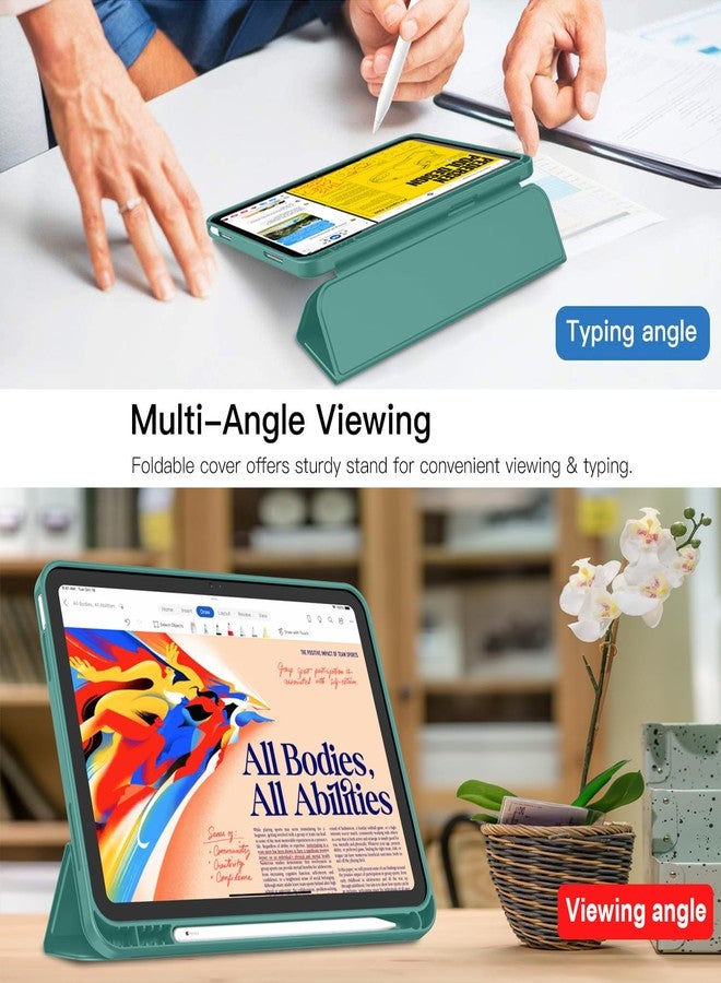 iMieet جراب iMieet لجهاز iPad (A16) من الجيل الحادي عشر/الجيل العاشر [11 بوصة 2025/10.9 بوصة 2022] مع حامل قلم، غطاء ذكي ثلاثي الطي مع ظهر TPU ناعم، خاصية التشغيل/الإيقاف التلقائي (أخضر غابي) - Image 4