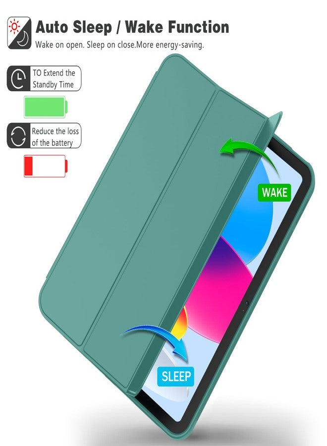 iMieet جراب iMieet لجهاز iPad (A16) من الجيل الحادي عشر/الجيل العاشر [11 بوصة 2025/10.9 بوصة 2022] مع حامل قلم، غطاء ذكي ثلاثي الطي مع ظهر TPU ناعم، خاصية التشغيل/الإيقاف التلقائي (أخضر غابي) - Image 3