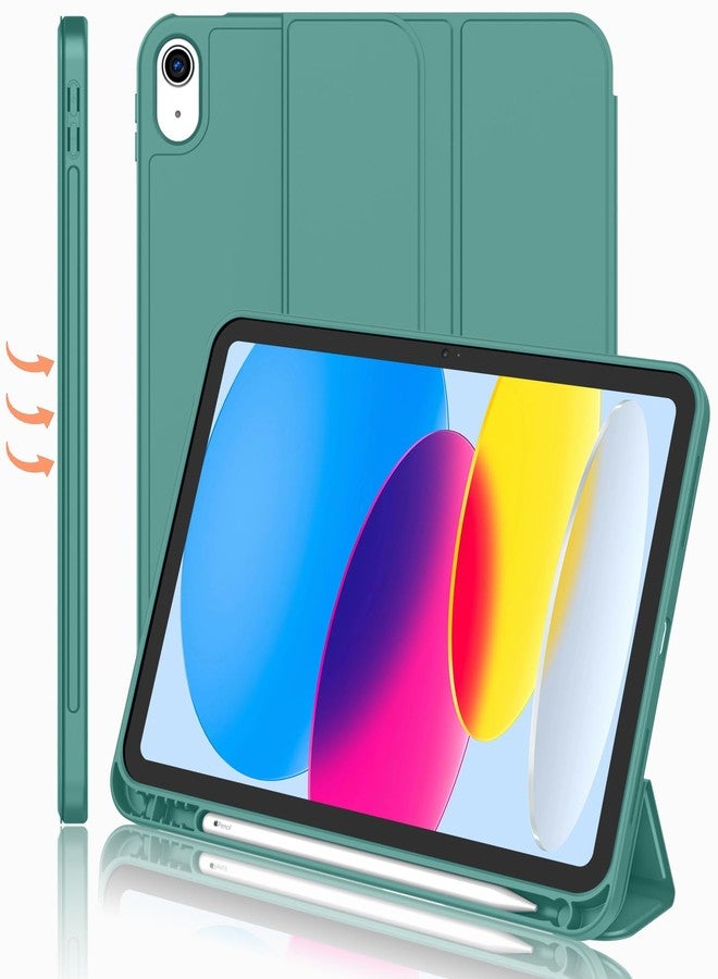iMieet جراب iMieet لجهاز iPad (A16) من الجيل الحادي عشر/الجيل العاشر [11 بوصة 2025/10.9 بوصة 2022] مع حامل قلم، غطاء ذكي ثلاثي الطي مع ظهر TPU ناعم، خاصية التشغيل/الإيقاف التلقائي (أخضر غابي) - Image 1