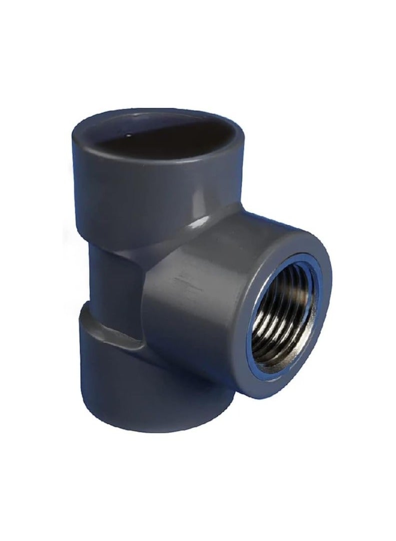 KNP KNP Female-Tee PVC Pipe Fitting (1 Inch) is a versatile plumbing component that features a tee design with female threaded connections.  - Image 3
