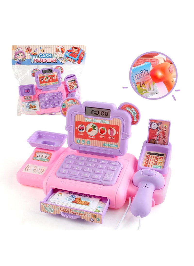 1 x 5 pcs Kids Role-Play Supermarket Cash Register Toy 1K-P purple pink cash register bag 167.2G