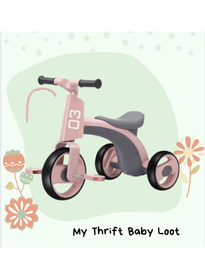 Children's Three Wheeled Tricycle with Wider Seat Anti-Skid Wheels and Music Pink - Image 2