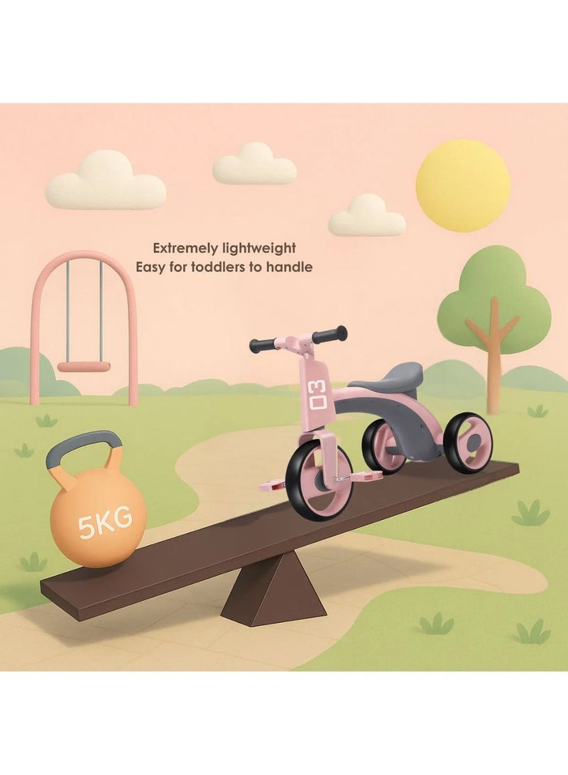 Children's Three Wheeled Tricycle with Wider Seat Anti-Skid Wheels and Music Pink - Image 5