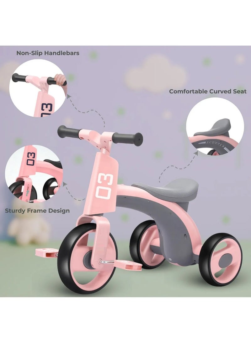 Children's Three Wheeled Tricycle with Wider Seat Anti-Skid Wheels and Music Pink - Image 4