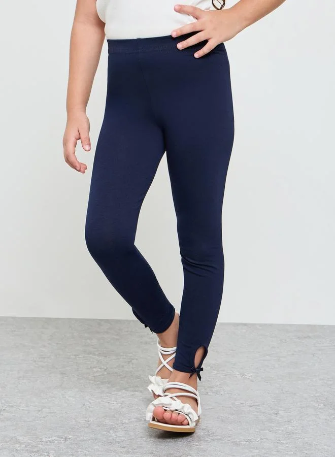 ستايلي Girls Bow Detail Cotton Leggings
