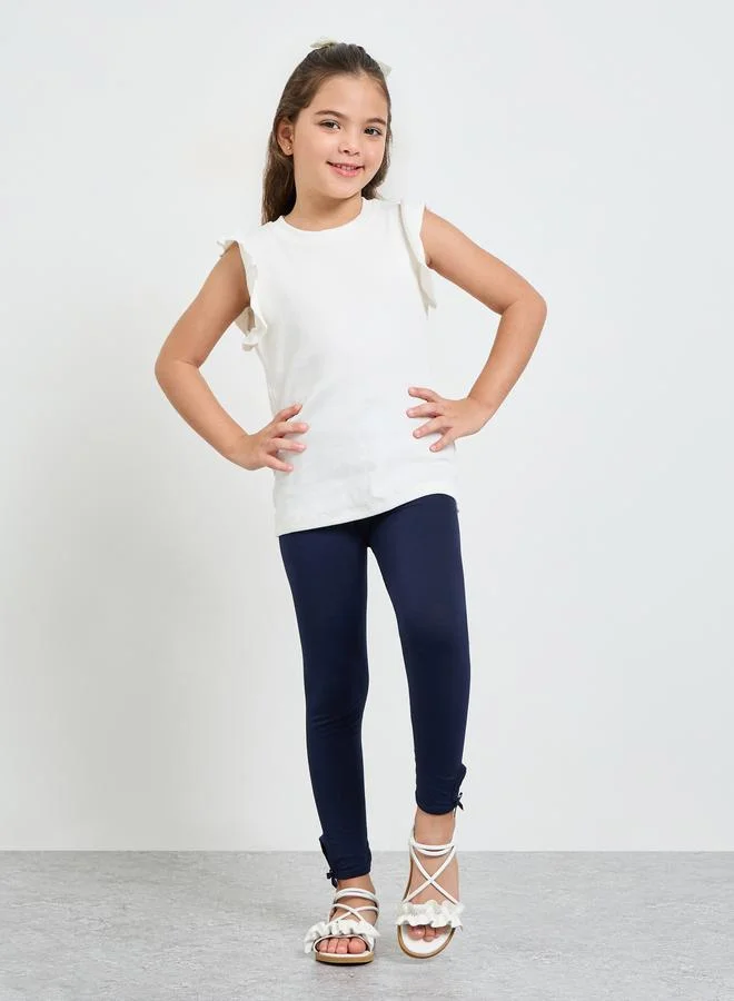 ستايلي Girls Bow Detail Cotton Leggings