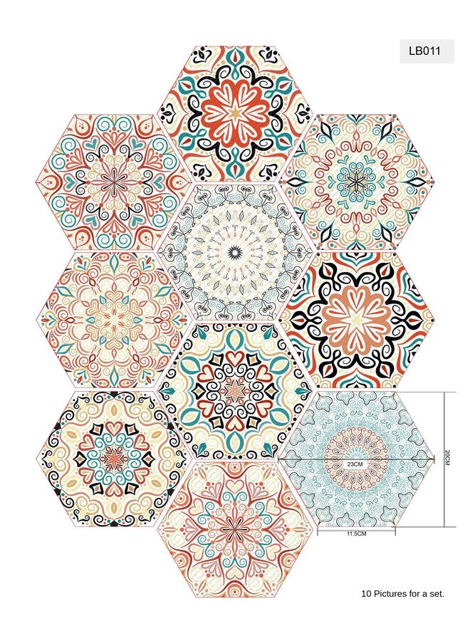 الأزرق جي دبليو الجملة حمام المطبخ ملصق جدار المطبخ غير قابل للانزلاق ، أرضيات سداسية الأضلاع ، ملخص LB001-040 - Image 1