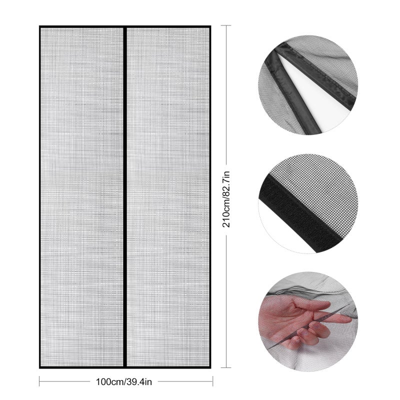 Magnetic Screen Door: 24 Powerful Magnets Black Mesh - Hands-Free Auto-Closure Easy Installation Mesh Curtain for Home Doorways - Image 2