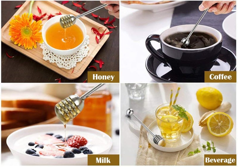 Alunsito Stainless Steel Honey Dipper Stick, 6.3 Inch Honey Wand Server, Removable Honeycomb Stick for Honey Pot Dispense Honey, Wedding Party Favors, 2 Pieces, Gold - Image 5