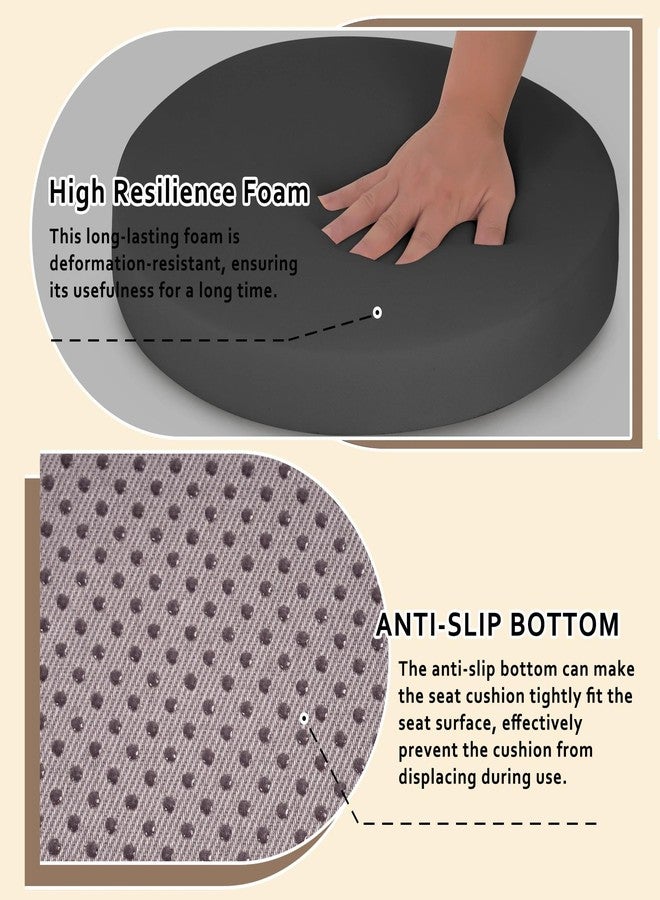 ELFJOY Round Chair Cushions for Dining Chairs Non Slip High-Resilience Foam Chair Pads with Ties Thick Seat Cushions for Kitchen Chairs Set of 2 16" Beige - Image 4