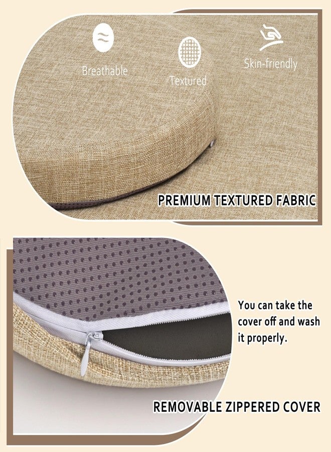 ELFJOY Round Chair Cushions for Dining Chairs Non Slip High-Resilience Foam Chair Pads with Ties Thick Seat Cushions for Kitchen Chairs Set of 2 16" Beige - Image 3