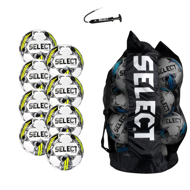 SELECT Club DB Soccer Ball 8Ball Pack with Duffle Ball Bag and Hand Pump WhiteBlack V22 Size 5