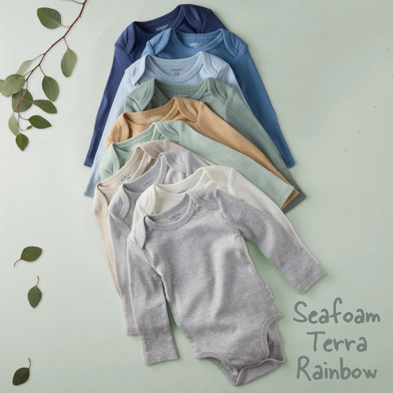 Butterblu Blake 10-Pack Long Sleeve Bodysuitsâ€‹ 100% Organic Cotton Baby Boy & Girls, Seafoam Terra Rainbow, Newborn - Image 2