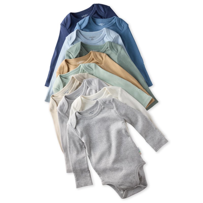 Butterblu Blake 10-Pack Long Sleeve Bodysuitsâ€‹ 100% Organic Cotton Baby Boy & Girls, Seafoam Terra Rainbow, Newborn - Image 1