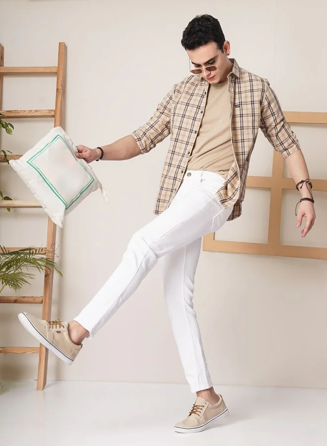 شركة المرآب الهندية Men Slim Fit Placement Print Mid-Rise Stretchable Jeans