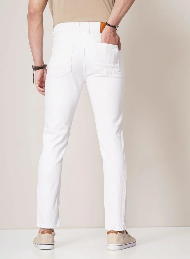 شركة المرآب الهندية Men Slim Fit Placement Print Mid-Rise Stretchable Jeans