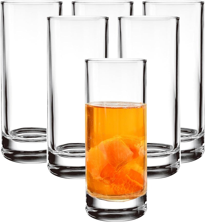 WRINGO 350ML Water Glass Tumbler Highball Glasses Clear Iced Tea and Glasses for Drinking Cocktail Juice Milkshake Coke Soda Dishwasher Safe Pack of 6 Tall Glass 350 ML 6 - Image 1