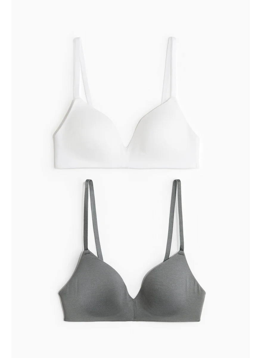 H&M 2-Pack Padded Non-Wired Cotton Bras