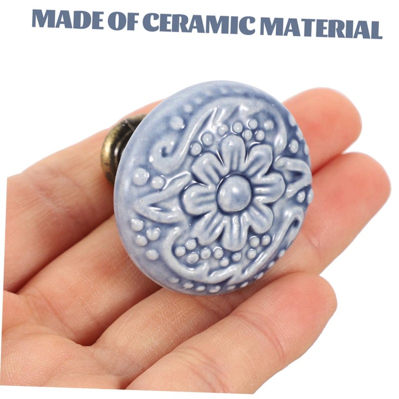 Ceramic Cabinet Pull Handles Vintage Floral Pattern 10pcs Set for Kitchen Drawer Door - Image 5