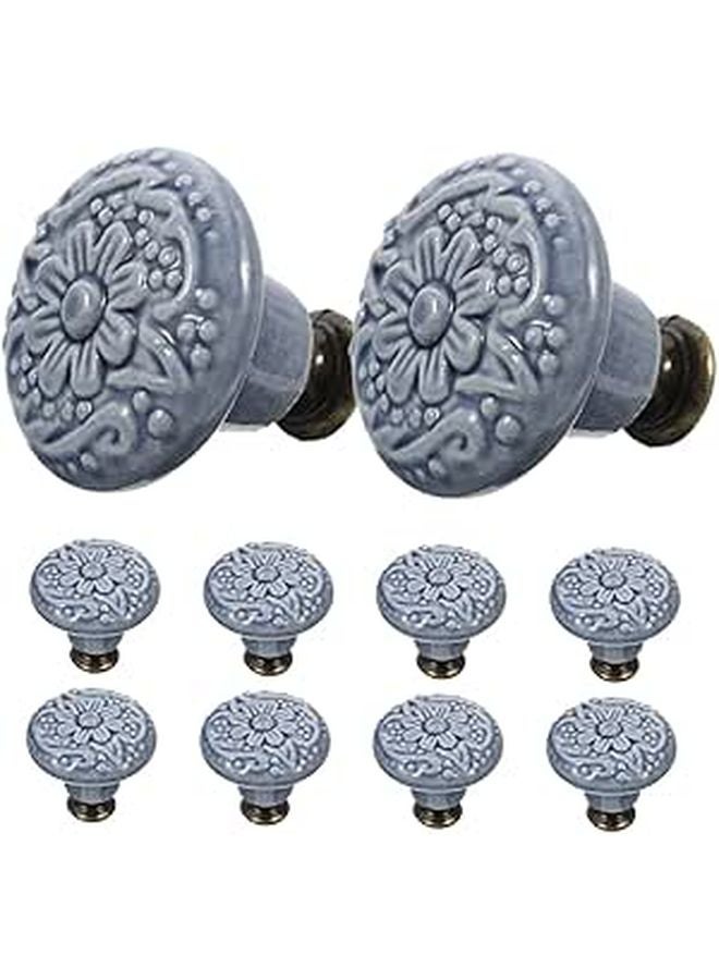 Ceramic Cabinet Pull Handles Vintage Floral Pattern 10pcs Set for Kitchen Drawer Door - Image 1