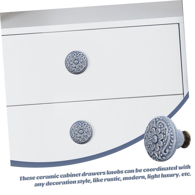 Ceramic Cabinet Pull Handles Vintage Floral Pattern 10pcs Set for Kitchen Drawer Door - Image 4