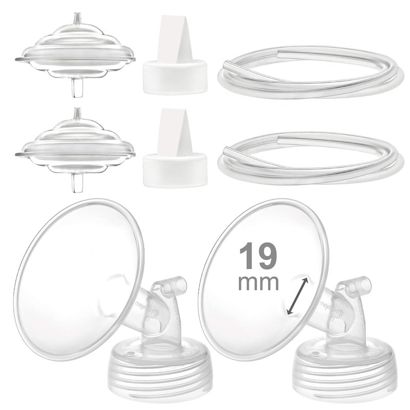 Maymom Pump Parts Compatible with Spectra S2 S1 9 Plus Breastpump Flange 19mm Valve Tubing Backflow Protector Not Original Spectra Replacement Pump Parts S2 Accessories