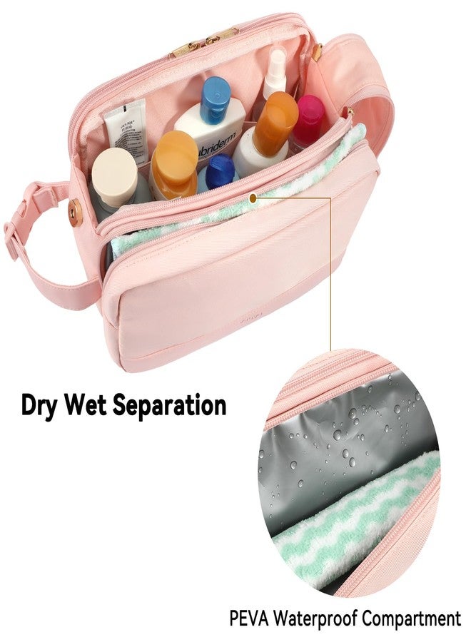 Voova Travel Toiletry Bag for Women, Hanging Dopp Kit Water Resistant Shaving Bag for Toiletries Accessories, Small Makeup Organizer Case for Traveling Essentials, Bathroom, Cosmetics, Pink - Image 3