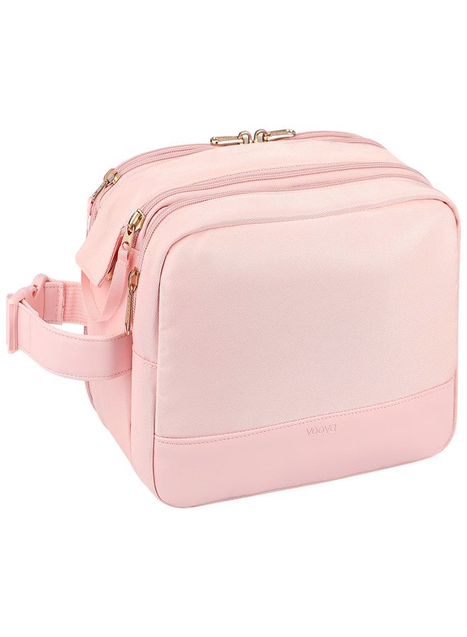 Voova Travel Toiletry Bag for Women, Hanging Dopp Kit Water Resistant Shaving Bag for Toiletries Accessories, Small Makeup Organizer Case for Traveling Essentials, Bathroom, Cosmetics, Pink - Image 1