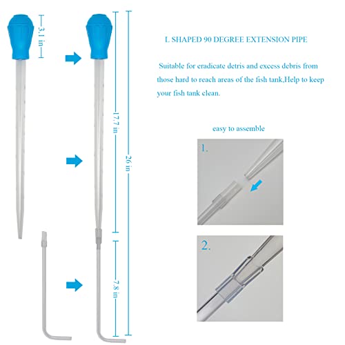 AREPK Aquarium Coral Feeder Fish Feeder Waste Clean Tool Manual Cleaner Water Changer Fish Tank Cleaning Tool Siphon Dropper Waste Remover Aquatic Bottom Pipette (25IN) - Image 5
