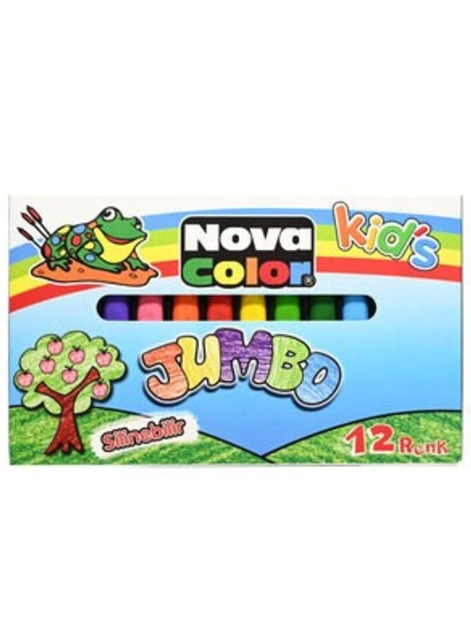 نوفا كولور مجموعة ألوان شمع نوفا 12 لون (أزرق، أخضر، أصفر، أحمر، بني، أخضر فاتح، أزرق فاتح، بنفسجي، برتقالي، أسود، وردي، بنفسجي) -KRCRNC-2124