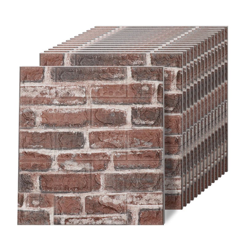 Greymond 3D Wall Panels Peel and Stick in Red White Stone, 10 PCS XPE Foam Stone 3D Wallpaper, Faux Brick Wall Panels for Bedroom, Stairs, Kitchen - Image 1