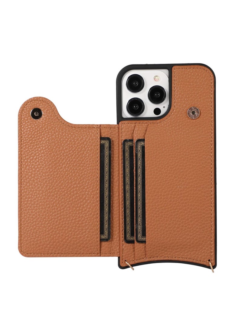 Suteni Ring Buckle Back Cover Card Slots Leather Phone Case for iPhone  - Image 2