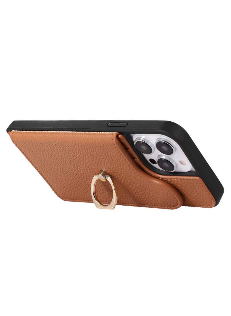 Suteni Ring Buckle Back Cover Card Slots Leather Phone Case for iPhone  - Image 3