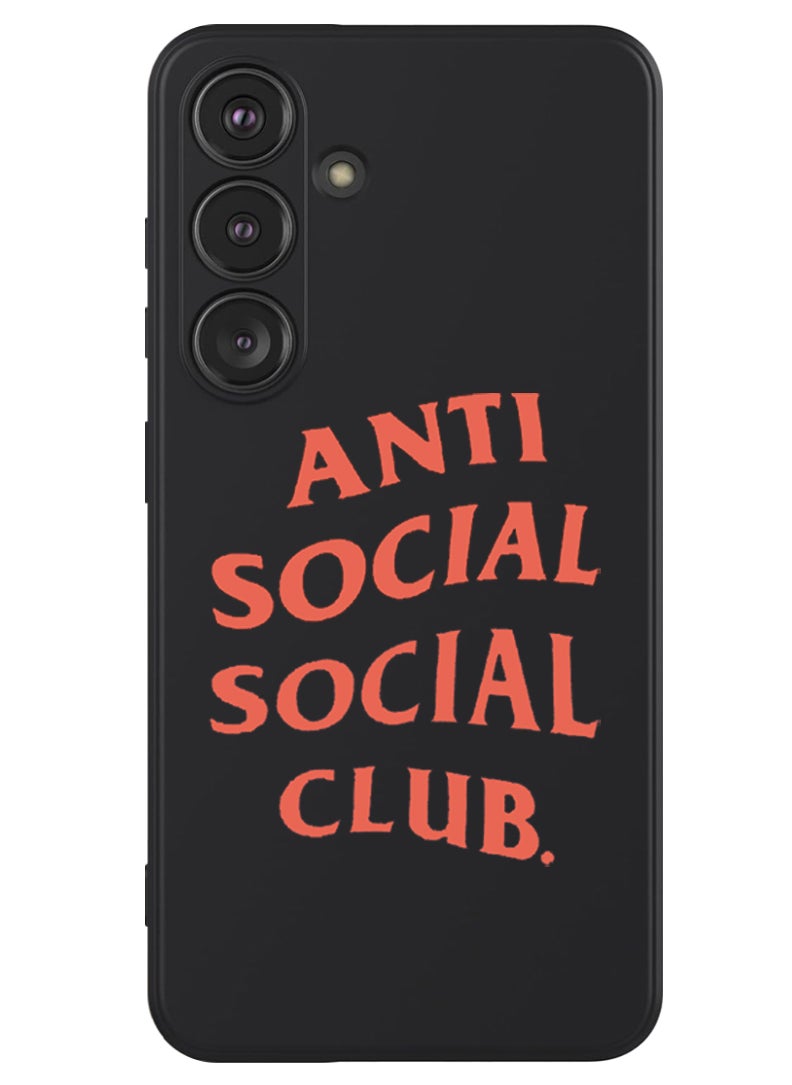 Theodor Protective Slim Fit Case Liquid Silicone Cover with Full Body Protection Anti-Scratch Shockproof Case For Samsung Galaxy S24 Plus (Black) - Anti social social club  - Image 1