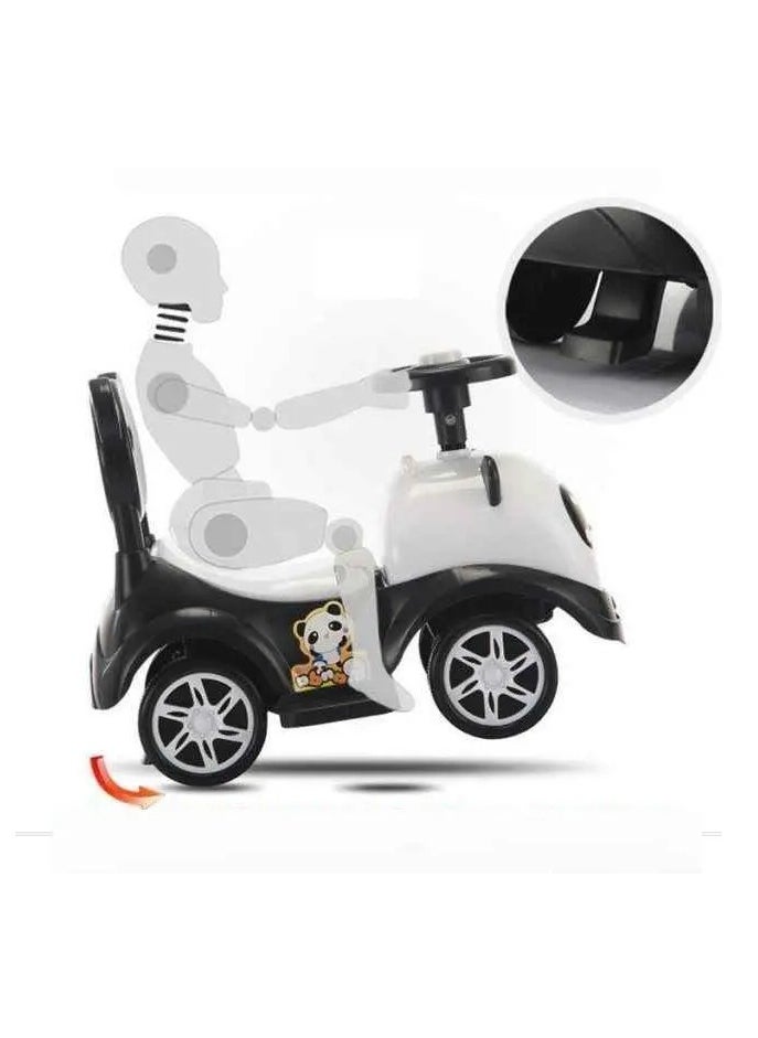 Generic - Kid's Push & Wiggle Car – Cute Cartoon Face, Silent Wheels, Music, No Gears or Pedals. Twist, Turn & Wiggle to Steer. Perfect for Boys & Girls, Infants & Toddlers. 4-Wheel Ride-On in Black/White. - Image 1