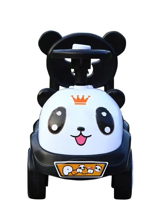 Generic - Kid's Push & Wiggle Car – Cute Cartoon Face, Silent Wheels, Music, No Gears or Pedals. Twist, Turn & Wiggle to Steer. Perfect for Boys & Girls, Infants & Toddlers. 4-Wheel Ride-On in Black/White. - Image 1